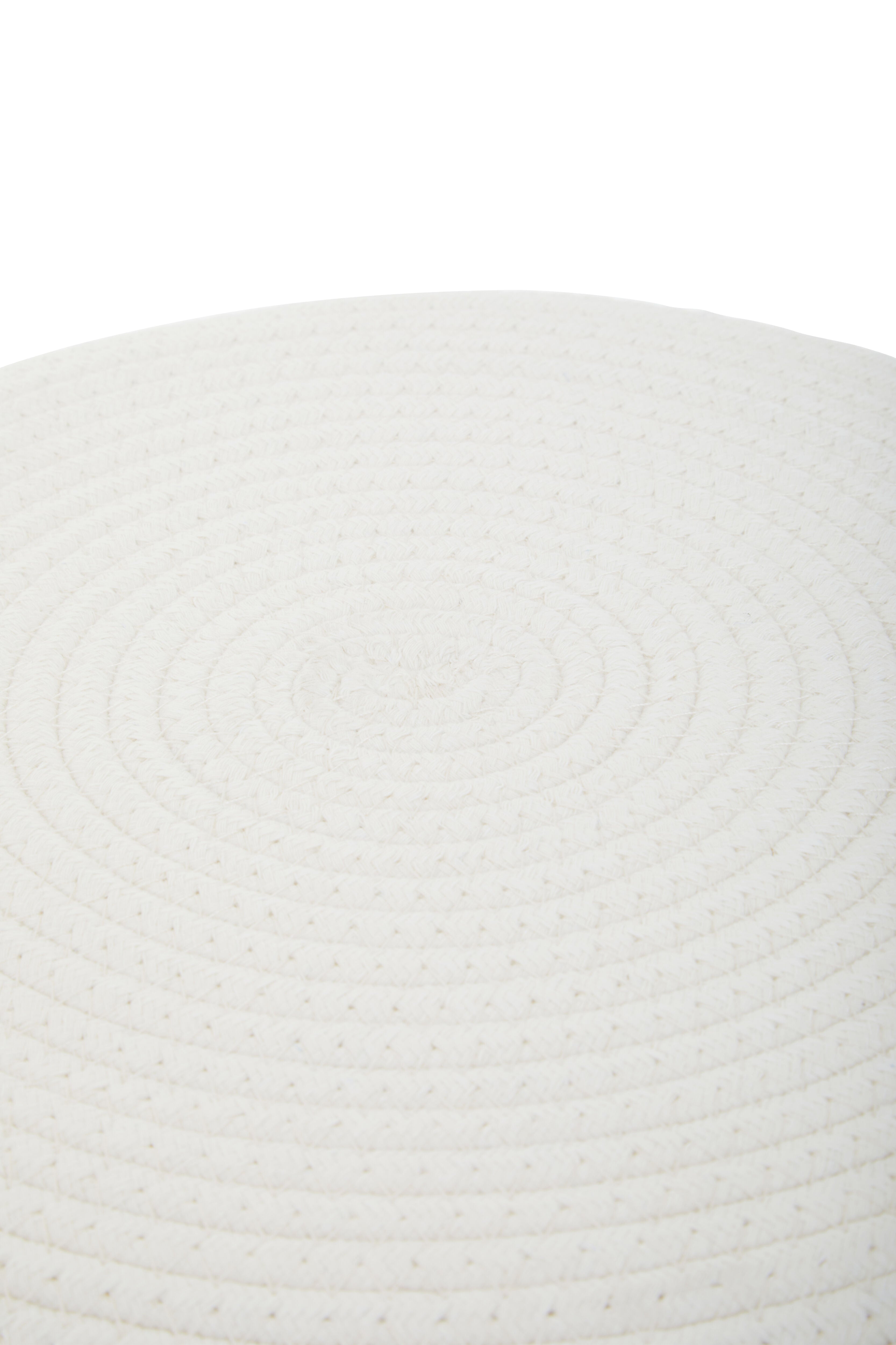 Brigitte Natural Wood & White Cotton Rope Low Stool